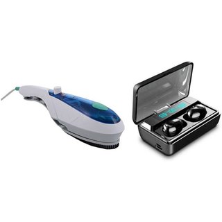 ZuZu Portable Steam Iron Foldable Travel Steamer & TWS T8 Bluetooth Earbuds