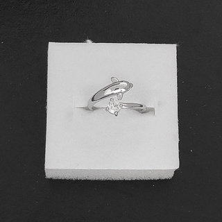                       M Men Style  Classic Delicate Matte Finish Fish With Cubic Zirconia Silver Stainless Steel  Adjustable Ring For Womens                                              
