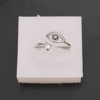                       M Men Style Delicate Cubic Zirconia Evil Eye Wrap Sterling Silver Stainless Steel Adjustable Ring Jewelery For Womens                                              