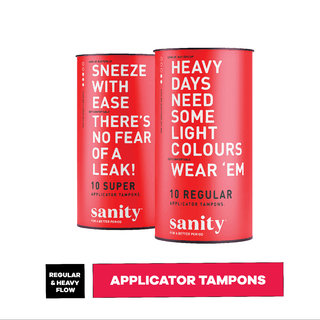 Sanity Regular and Super Applicator Tampons - Pack of 20