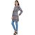 PEACH SMILE Casual Wear Full Sleeve self design Round Neck Cardigan For Women Grey (Size-L)