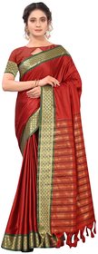 SVB Sarees Red And Green Colour Embellished Saree