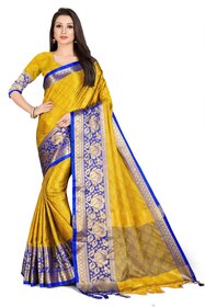 SVB Sarees Yellow And Blue Colour Embellished Saree