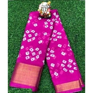                       SVB Saree Pink Colour Linen Bandhani Printed Saree                                              
