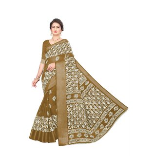                       SVB Saree Brown Colour Linen Printed Saree                                              