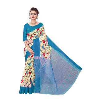                       SVB Saree Sky Blue Colour Flower Printed Saree                                              