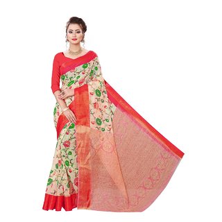                       SVB Saree Red Colour Flower Printed Saree                                              