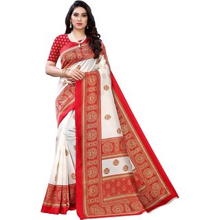                       SVB Saree  Red Colour Geometric Printed Saree                                              