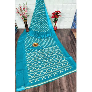                       SVB Saree Sky Blue Colour Bandhani Printed Saree                                              