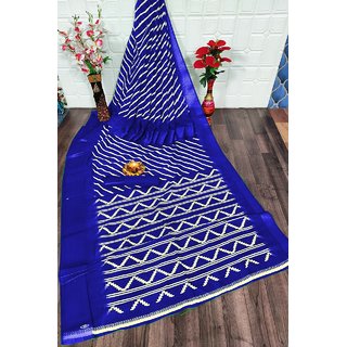                       SVB Saree Blue Colour Bandhani Printed Saree                                              