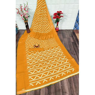                       SVB Saree Yellow Colour Bandhani Printed Saree                                              