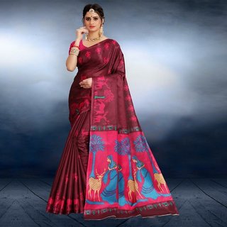 SVB SAREE Maroon  Colour Mysor Silk Saree With Blouse Piece