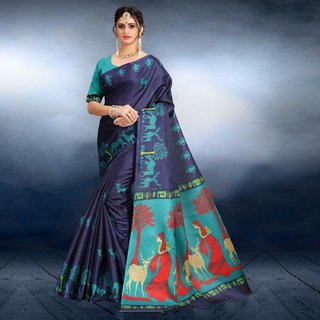                       SVB SAREE Blue  Colour Mysor Silk Saree With Blouse Piece                                              