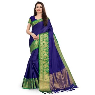                       SVB Sarees Blue And Green Colour Embellished Saree                                              