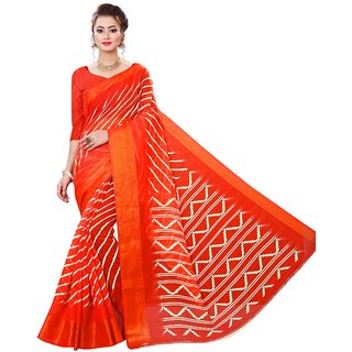                       SVB Saree Orange Colour Bandhani Printed Saree                                              