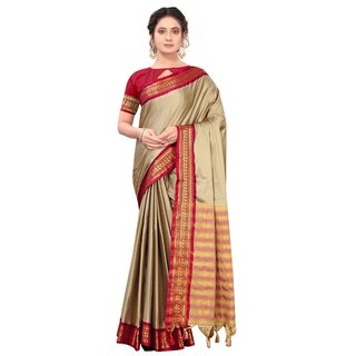                       SVB Sarees Red Colour Embellished Saree                                              