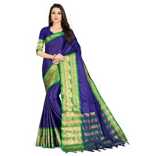 SVB Sarees Blue And Green Colour Embellished Saree SVB Sarees Blue And Green Colour Embellished Saree