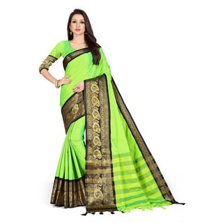 SVB Sarees Green And Black Colour Embellished Saree SVB Sarees Green And Black Colour Embellished Saree