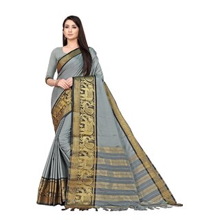 SVB Sarees Grey And Black Colour Embellished Saree SVB Sarees Grey And Black Colour Embellished Saree