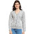 PEACH SMILE Casual Wear Full Sleeve self design V-Neck Cardigan For Women Grey (Size-L)