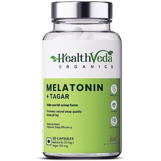                       Health Veda Organics Melatonin to complete your Sleep  get fully relaxation (60 Capsules).                                              