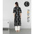 Fabclub Rayon Floral Foil Printed Front Slit A-Line Women Kurti (Black)