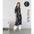 Fabclub Rayon Floral Foil Printed Front Slit A-Line Women Kurti (Black)