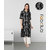 Fabclub Rayon Floral Foil Printed Front Slit A-Line Women Kurti (Black)