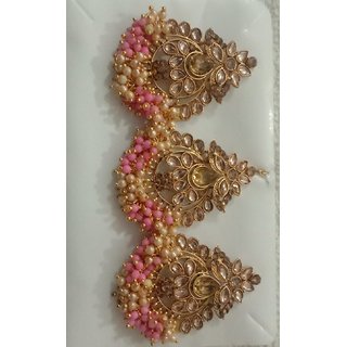                       party wear mang tikka set with earrings                                              