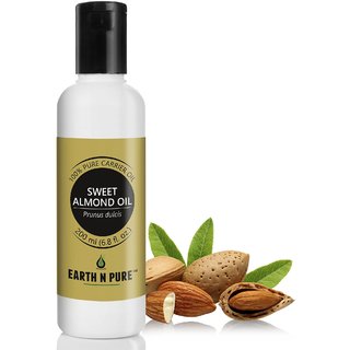                       Earth N Pure Sweet Almond Oil ( Badam Oil ) 100 Cold-Pressed, Pure, Natural, Unrefined, Therapeutic Grade (200Ml)                                              