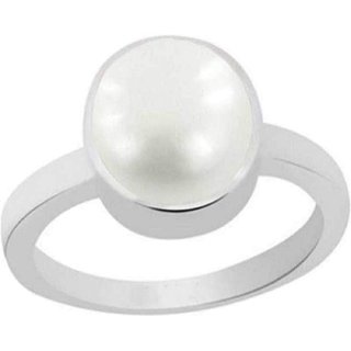                       Pearl Stone Silver Ring Natural moti Stone Precious  Beautiful Gemstone Ring for Unisex                                              