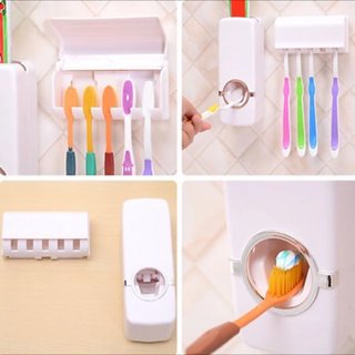 Automatic Toothpaste Dispenser And Tooth Brush Holder Set Random Color