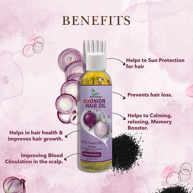 Buy kalit natures Onion Hair Oil With Ginger Lily Biotin Hair Oil (100 ml)  Online - Get 20% Off