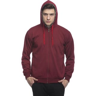 Luxurious Kids Lambency Men Maroon Solid Long Sleeve Hooded Casual Sweatshirt 2025 at ShopCircui