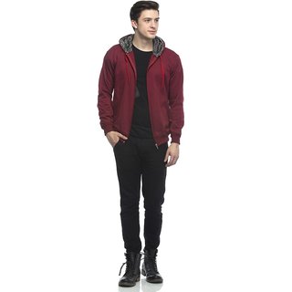 Luxurious Kids Lambency Men Maroon Solid Long Sleeve Hooded Casual Sweatshirt 2025 at ShopCircui