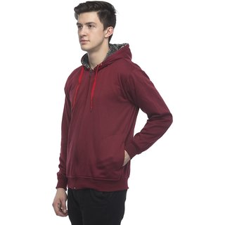 Luxurious Kids Lambency Men Maroon Solid Long Sleeve Hooded Casual Sweatshirt 2025 at ShopCircui