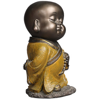 Tansha Quo Attitude Monk Mala In Left Decorative Showpiece  -  15.5 cm (Polyresin, Yellow)