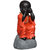 Tansha Quo Tatva Monk - Dont See Bad Decorative Showpiece  -  25 cm (Polyresin, Orange)