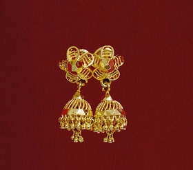 Jhumkas With Gold Beads And Umbrella Model