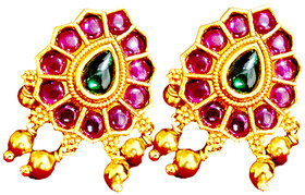 Stud With Ruby And Green Stone