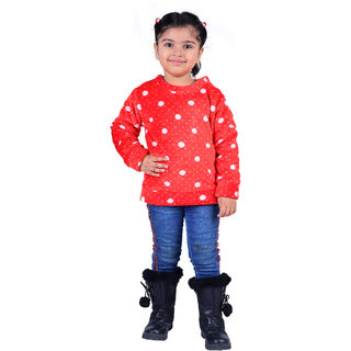 Kid Kupboard Cotton Full-Sleeves Sweatshirts for Girl's (Red)