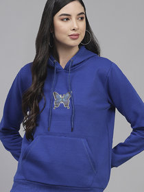 Kotty Womens Full Sleeves Hood Neck Blue Sweatshirts