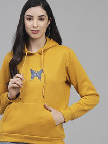 Kotty Womens Full Sleeves Hood Neck Yellow Sweatshirts