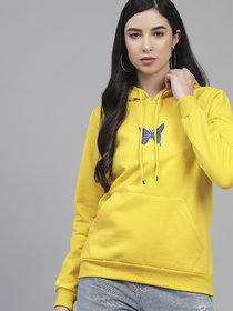 Kotty Womens Full Sleeves Hood Neck Yellow Sweatshirts