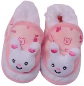 AURAPURO Baby Boys And Girls PINK Cotton Fur Booties For 6 To 12 Months