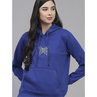                       Kotty Womens Full Sleeves Hood Neck Blue Sweatshirts                                              