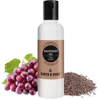                       Earth N Pure Grapeseed Oil 100 Cold-Pressed, Pure, Natural, Unrefined, Therapeutic Grade Carrier Oil (100ML)                                              