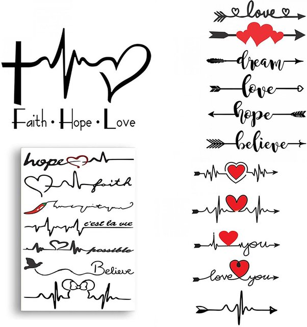 Heart Beat Tattoo Printable Black Red Stock Illustration 1723678066 |  Shutterstock
