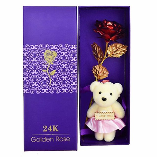 Golden rose shop with teddy