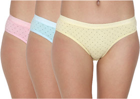 Multi color cotton set of 3 women's panty combo